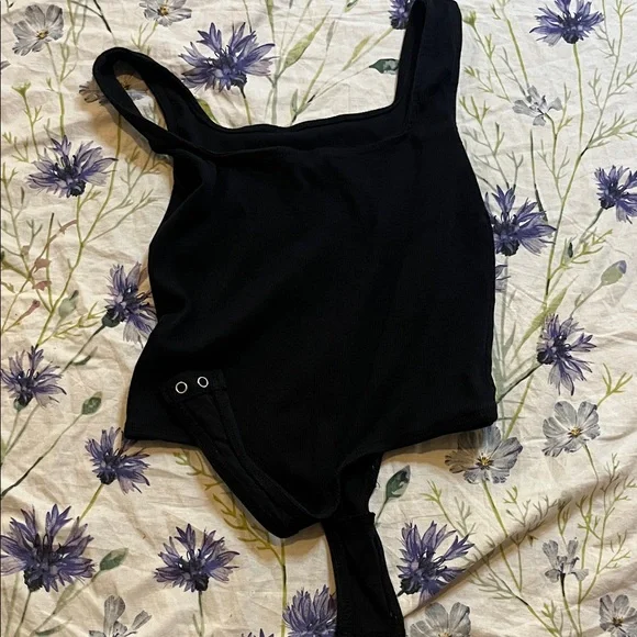 George Black Ribbed Square Neck Bodysuit - Picture 4 of 5